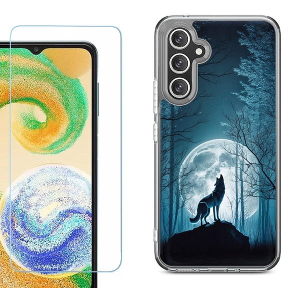 Phone Case for Samsung Galaxy A17 5G, with Screen Protector, by OneToughShield - Wolf Moon
