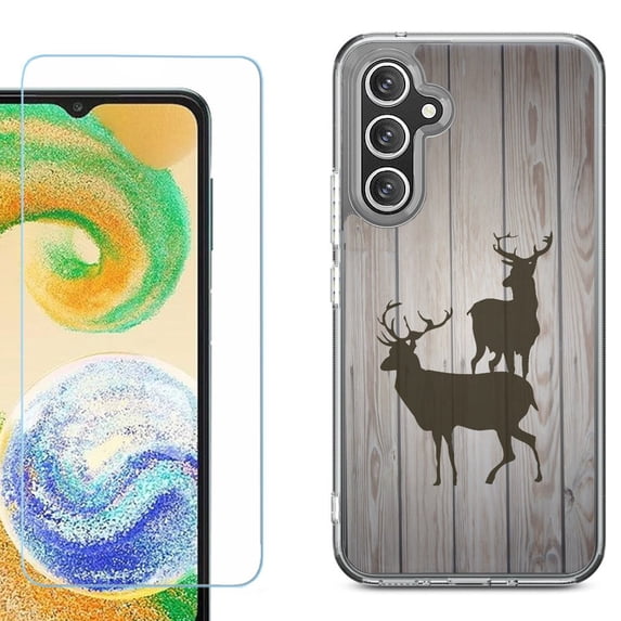 Phone Case for Samsung Galaxy A17 5G, with Screen Protector, by OneToughShield - Wood/Deer