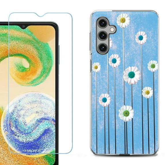 Phone Case for Samsung Galaxy A35 5G, with Tempered Glass Screen Protector, by OneToughShield - Daisy Sky