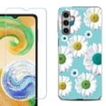 thumbnail image 1 of Phone Case for Samsung Galaxy A35 5G, with Tempered Glass Screen Protector, by OneToughShield - Daisy/Teal, 1 of 3