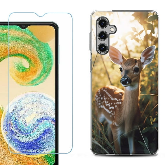 Phone Case for Samsung Galaxy A35 5G, with Tempered Glass Screen Protector, by OneToughShield - Fawn Deer