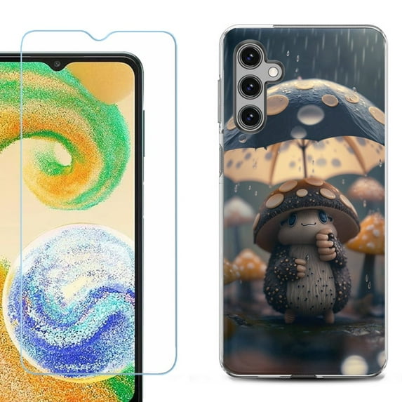 Phone Case for Samsung Galaxy A35 5G, with Tempered Glass Screen Protector, by OneToughShield - Frog n Mushroom