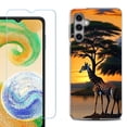 thumbnail image 1 of Phone Case for Samsung Galaxy A35 5G, with Tempered Glass Screen Protector, by OneToughShield - Giraffe Sunset, 1 of 3