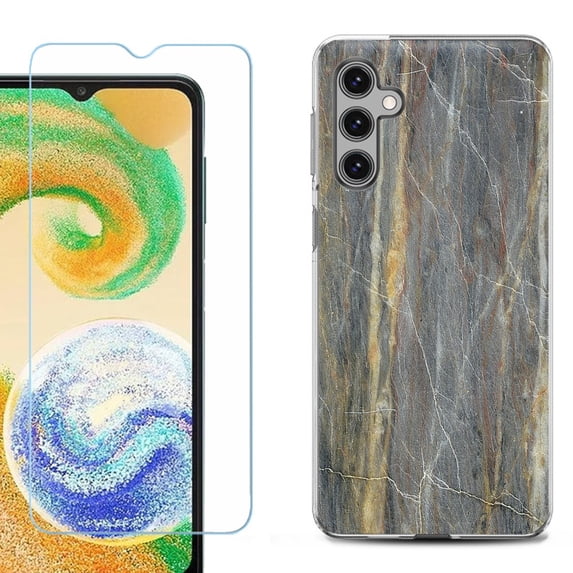 Phone Case for Samsung Galaxy A35 5G, with Tempered Glass Screen Protector, by OneToughShield - Marble/Camo