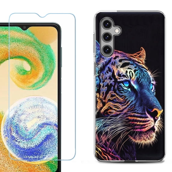 Phone Case for Samsung Galaxy A35 5G, with Tempered Glass Screen Protector, by OneToughShield - Neon Tiger