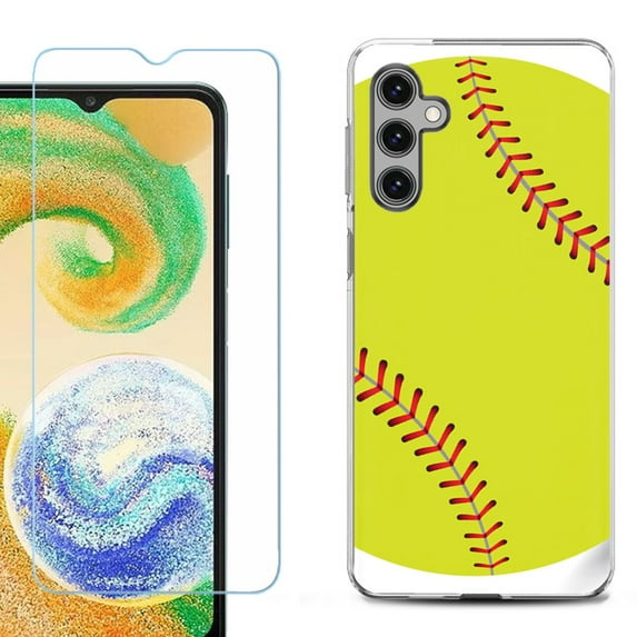 Phone Case for Samsung Galaxy A35 5G, with Tempered Glass Screen Protector, by OneToughShield - Softball Green