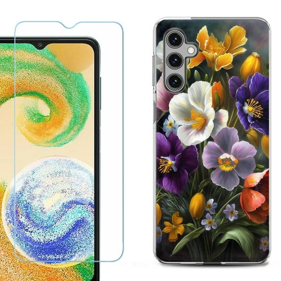 Phone Case for Samsung Galaxy A35 5G, with Tempered Glass Screen Protector, by OneToughShield - Spring Flower