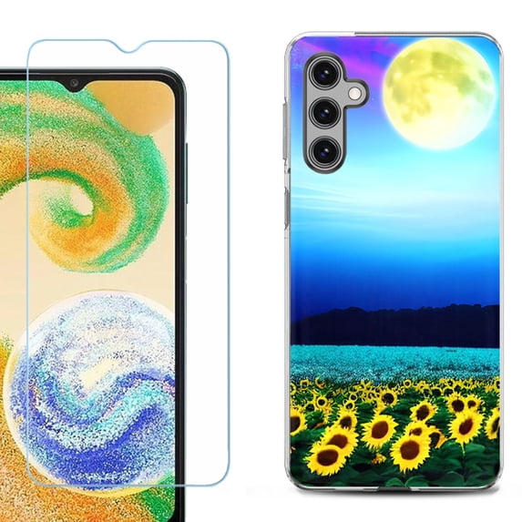 Phone Case for Samsung Galaxy A35 5G, with Tempered Glass Screen Protector, by OneToughShield - Sunflower Moon