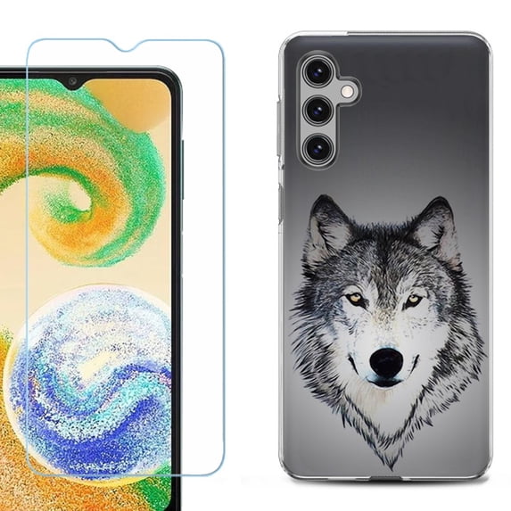 Phone Case for Samsung Galaxy A35 5G, with Tempered Glass Screen Protector, by OneToughShield - Wolf Face