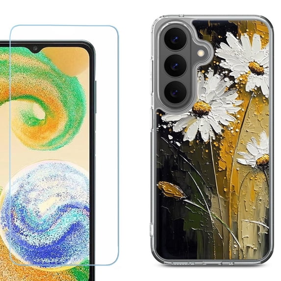 Phone Case for Samsung Galaxy A37 5G, with Screen Protector, by OneToughShield - Abstract Daisy