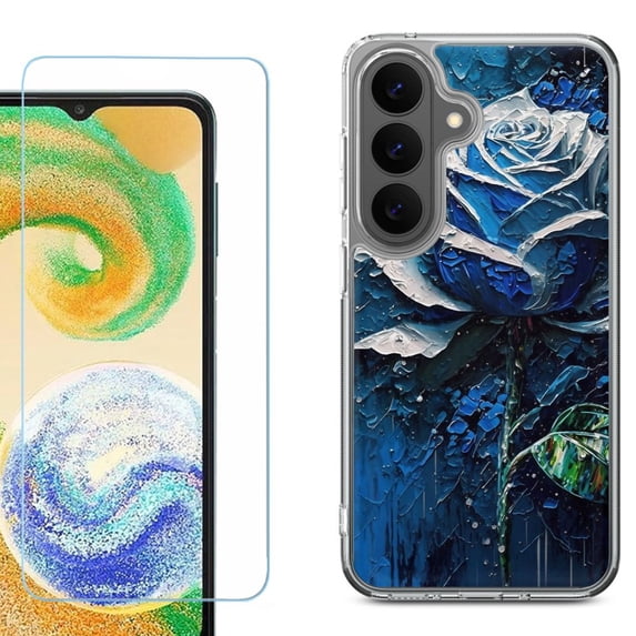 Phone Case for Samsung Galaxy A37 5G, with Screen Protector, by OneToughShield - Blue Rose