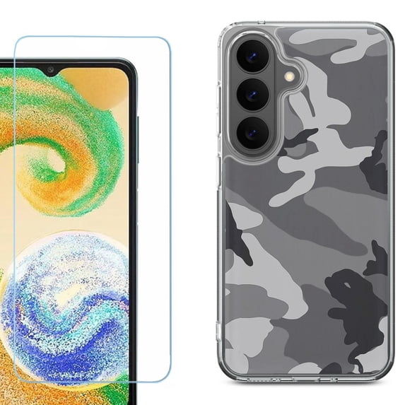 Phone Case for Samsung Galaxy A37 5G, with Screen Protector, by OneToughShield - Camo B/W
