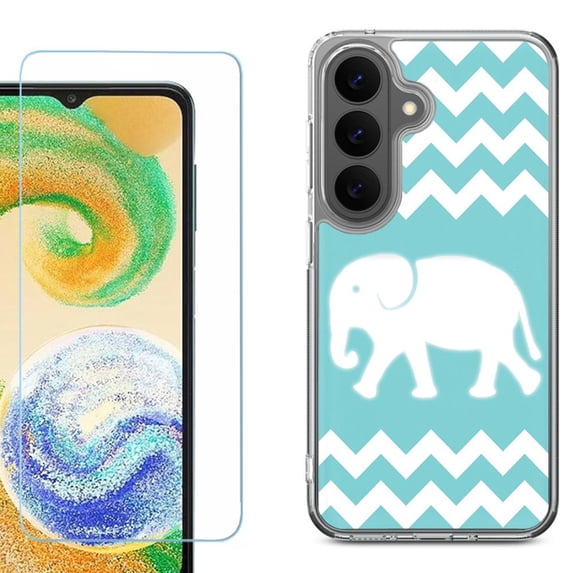 Phone Case for Samsung Galaxy A37 5G, with Screen Protector, by OneToughShield - Chevron/Elephant