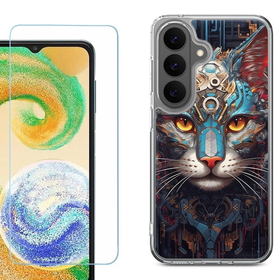 Phone Case for Samsung Galaxy A37 5G, with Screen Protector, by OneToughShield - Cyberpunk Cat