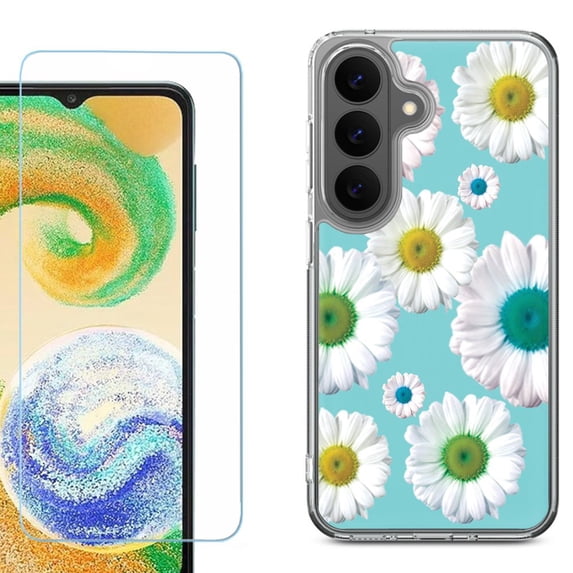 Phone Case for Samsung Galaxy A37 5G, with Screen Protector, by OneToughShield - Daisy/Teal