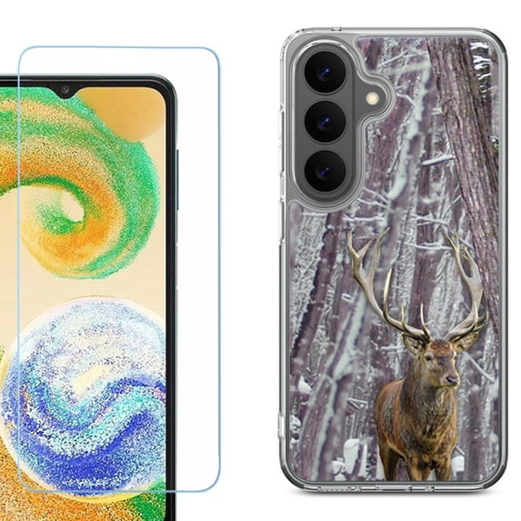 Phone Case for Samsung Galaxy A37 5G, with Screen Protector, by OneToughShield - Deer/Snow/Camo
