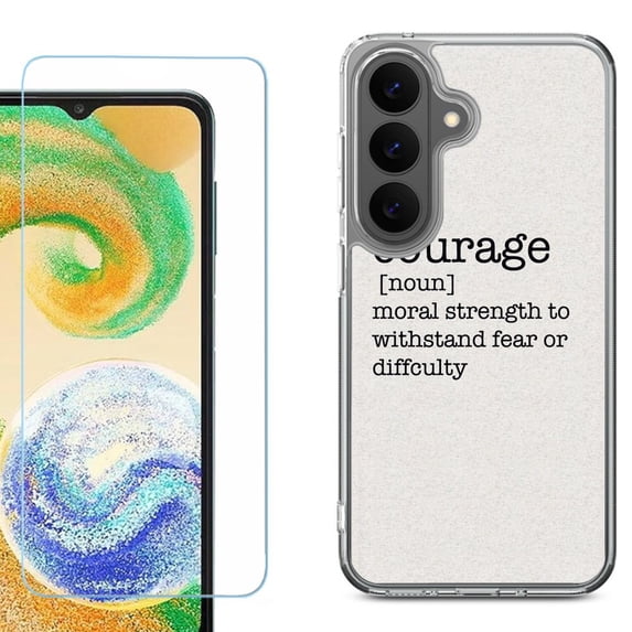Phone Case for Samsung Galaxy A37 5G, with Screen Protector, by OneToughShield - Dictionary/Courage
