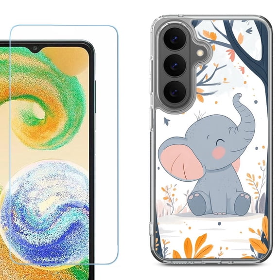 Phone Case for Samsung Galaxy A37 5G, with Screen Protector, by OneToughShield - Elephant Smile
