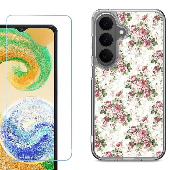 Phone Case for Samsung Galaxy A37 5G, with Screen Protector, by OneToughShield - Floral/Rose