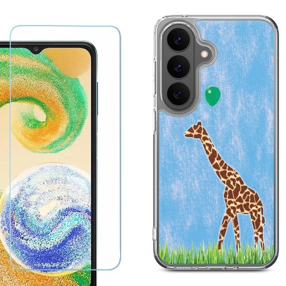 Phone Case for Samsung Galaxy A37 5G, with Screen Protector, by OneToughShield - Giraffe/Balloon