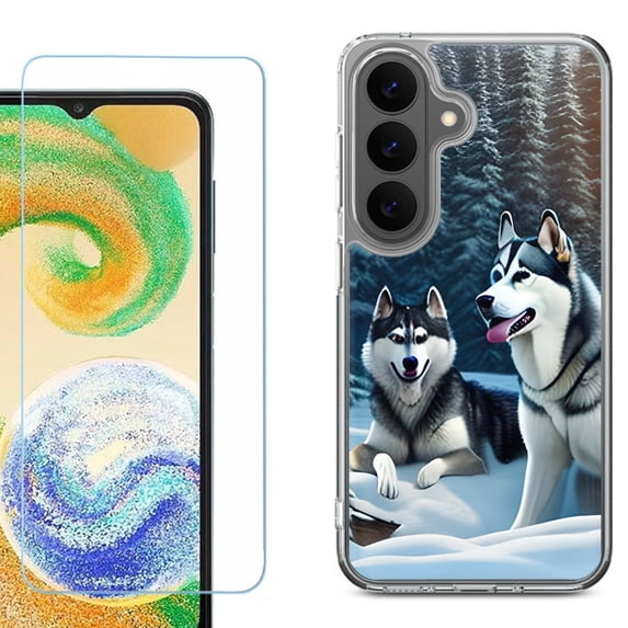 Phone Case for Samsung Galaxy A37 5G, with Screen Protector, by OneToughShield - Husky Snow