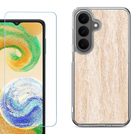 Phone Case for Samsung Galaxy A37 5G, with Screen Protector, by OneToughShield - Marble/Coffee Tone