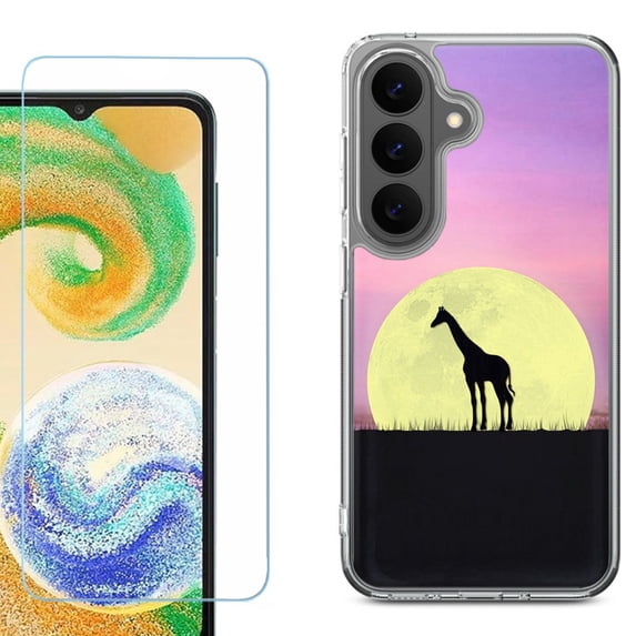 Phone Case for Samsung Galaxy A37 5G, with Screen Protector, by OneToughShield - Moonlight Giraffe