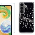 thumbnail image 1 of Phone Case for Samsung Galaxy A37 5G, with Screen Protector, by OneToughShield - Music Notes / Black, 1 of 5