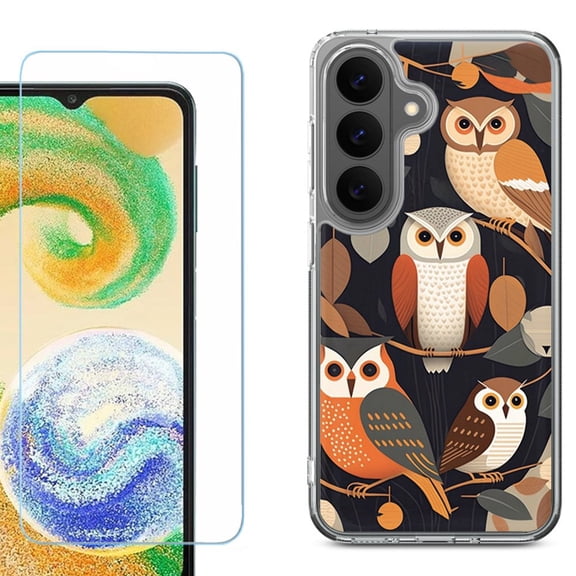 Phone Case for Samsung Galaxy A37 5G, with Screen Protector, by OneToughShield - Owl Mix