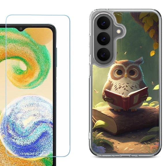 Phone Case for Samsung Galaxy A37 5G, with Screen Protector, by OneToughShield - Owl Reading