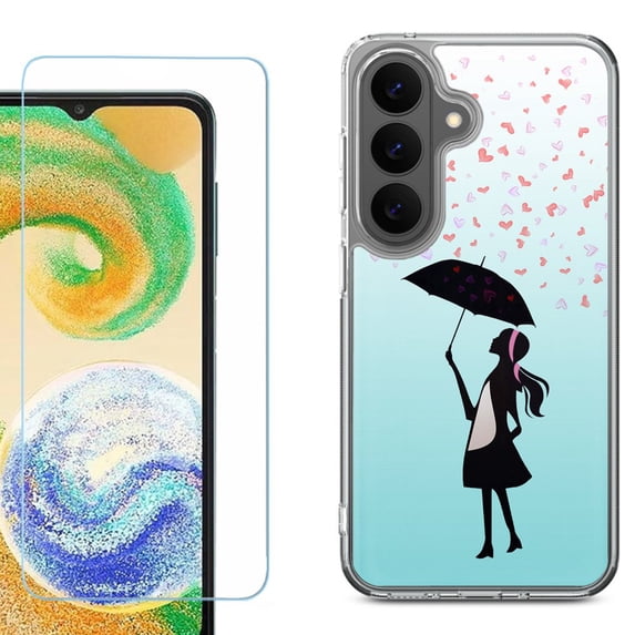 Phone Case for Samsung Galaxy A37 5G, with Screen Protector, by OneToughShield - Rain/Hearts