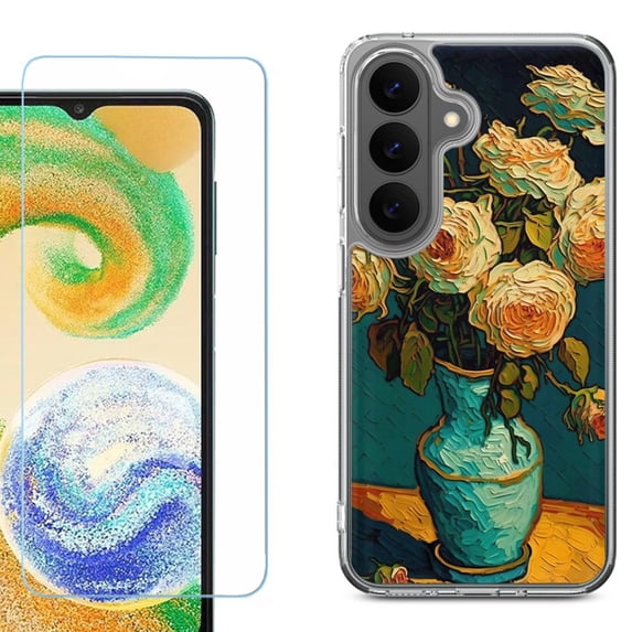 Phone Case for Samsung Galaxy A37 5G, with Screen Protector, by OneToughShield - Roses in a vase