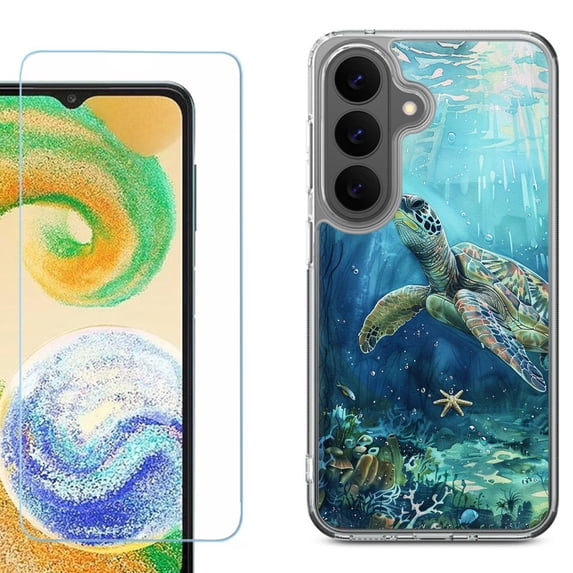 Phone Case for Samsung Galaxy A37 5G, with Screen Protector, by OneToughShield - Sea Turtle Undersea