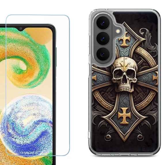 Phone Case for Samsung Galaxy A37 5G, with Screen Protector, by OneToughShield - Skull Art