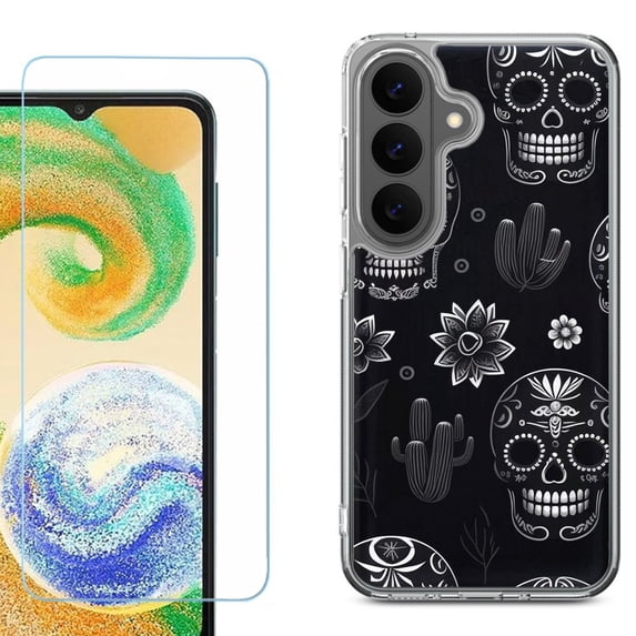 Phone Case for Samsung Galaxy A37 5G, with Screen Protector, by OneToughShield - Skull Mix