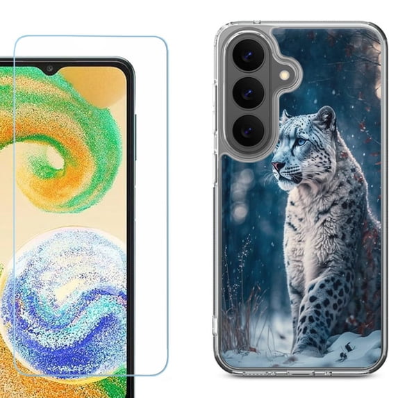 Phone Case for Samsung Galaxy A37 5G, with Screen Protector, by OneToughShield - Snow Leopard