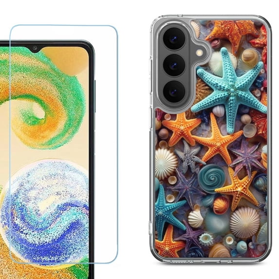 Phone Case for Samsung Galaxy A37 5G, with Screen Protector, by OneToughShield - Starfish Mix
