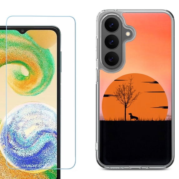 Phone Case for Samsung Galaxy A37 5G, with Screen Protector, by OneToughShield - Sunset Dachshund