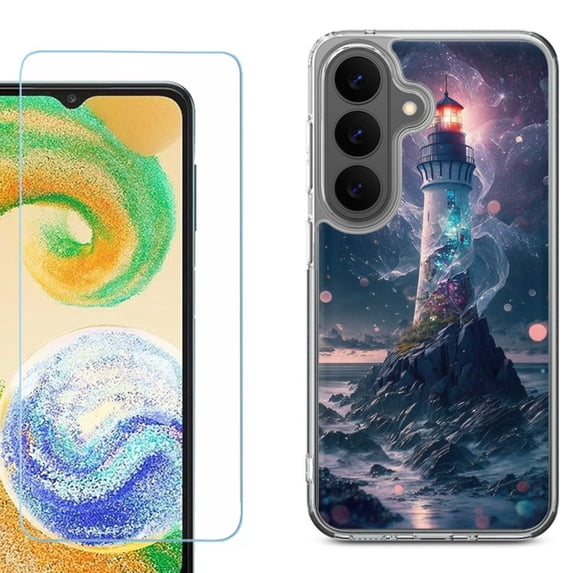 Phone Case for Samsung Galaxy A37 5G, with Screen Protector, by OneToughShield - Surreal Lighthouse