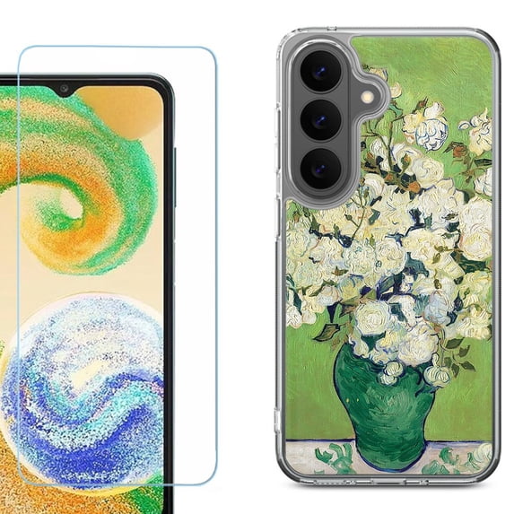 Phone Case for Samsung Galaxy A37 5G, with Screen Protector, by OneToughShield - White Roses