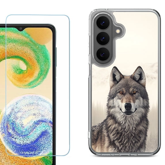 Phone Case for Samsung Galaxy A37 5G, with Screen Protector, by OneToughShield - Wolf Snow