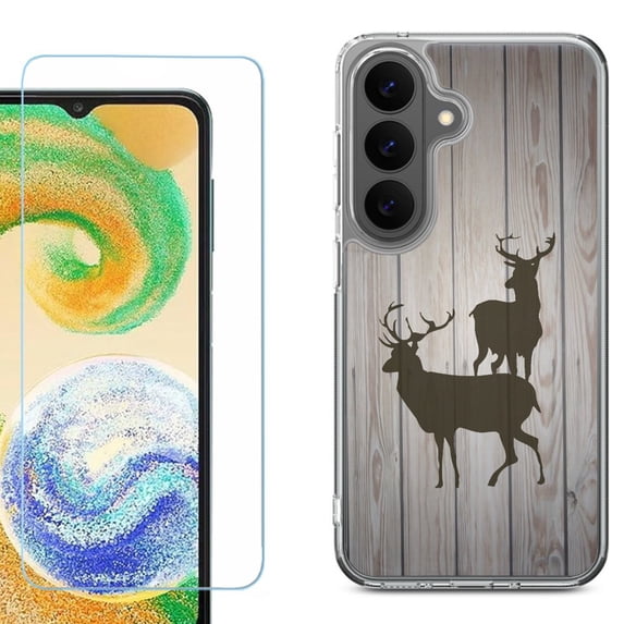 Phone Case for Samsung Galaxy A37 5G, with Screen Protector, by OneToughShield - Wood/Deer