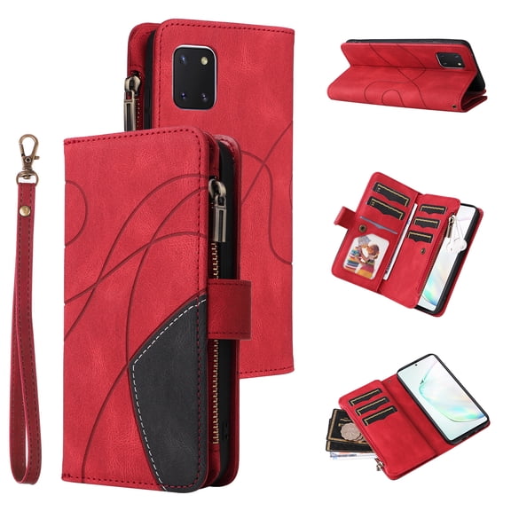 Phone Case for Samsung Galaxy Note 10 Lite, Zipper Storage Bag 9 Card Slots Shockproof Wallet Cover for Samsung Galaxy Note 10 Lite