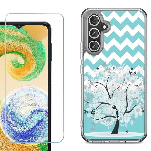Phone Case for Samsung Galaxy S26 5G, with Screen Protector, by OneToughShield - Chevron/Tree