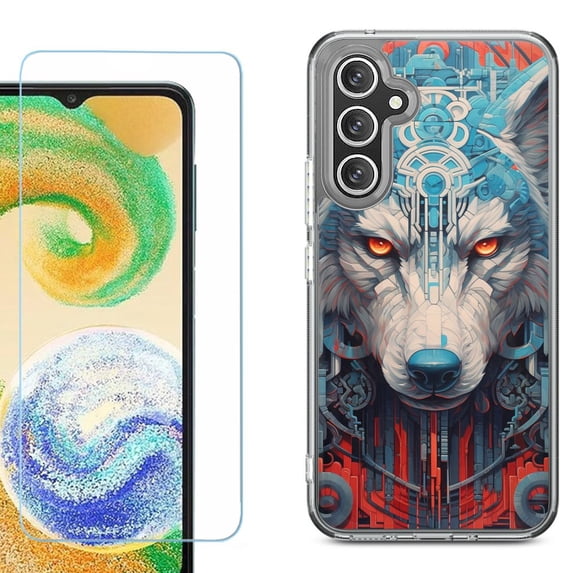 Phone Case for Samsung Galaxy S26 5G, with Screen Protector, by OneToughShield - Cyberpunk Wolf