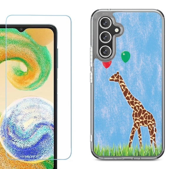 Phone Case for Samsung Galaxy S26 5G, with Screen Protector, by OneToughShield - Giraffe/Balloon