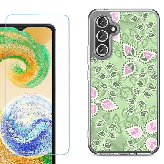 Phone Case for Samsung Galaxy S26 5G, with Screen Protector, by OneToughShield - Leaf Pink Green