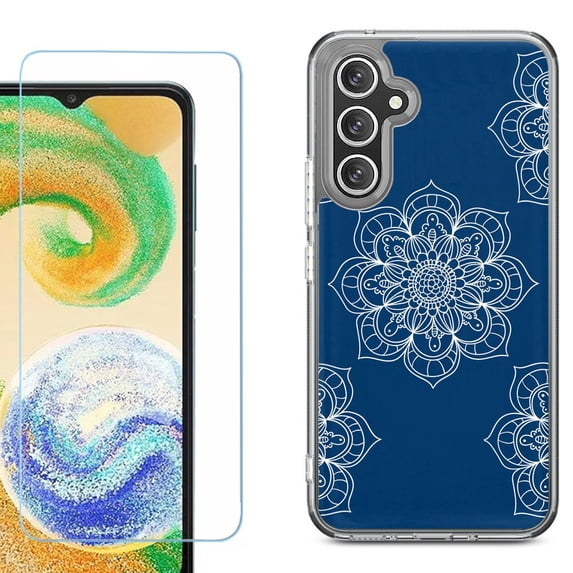 Phone Case for Samsung Galaxy S26 5G, with Screen Protector, by OneToughShield - Mandala / Blue