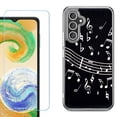 thumbnail image 1 of Phone Case for Samsung Galaxy S26 5G, with Screen Protector, by OneToughShield - Music Notes / Black, 1 of 5