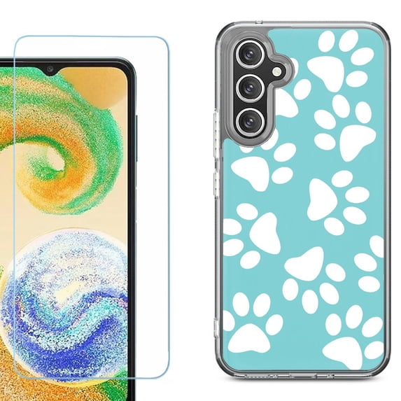 Phone Case for Samsung Galaxy S26 5G, with Screen Protector, by OneToughShield - Pet Paw / Teal